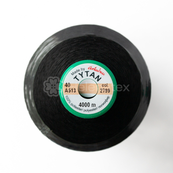 Вощена нитка TYTAN 40, 4000 м (col. 2799, чорний). Фото 2