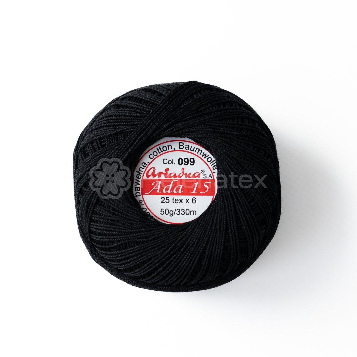Кручена нитка для вʼязання гачком Ada 15,  50 g (col. 0099). Фото 2