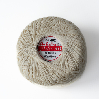 Кручена нитка для вʼязання гачком Ada 30,  50 g (col. 0402). Фото 2