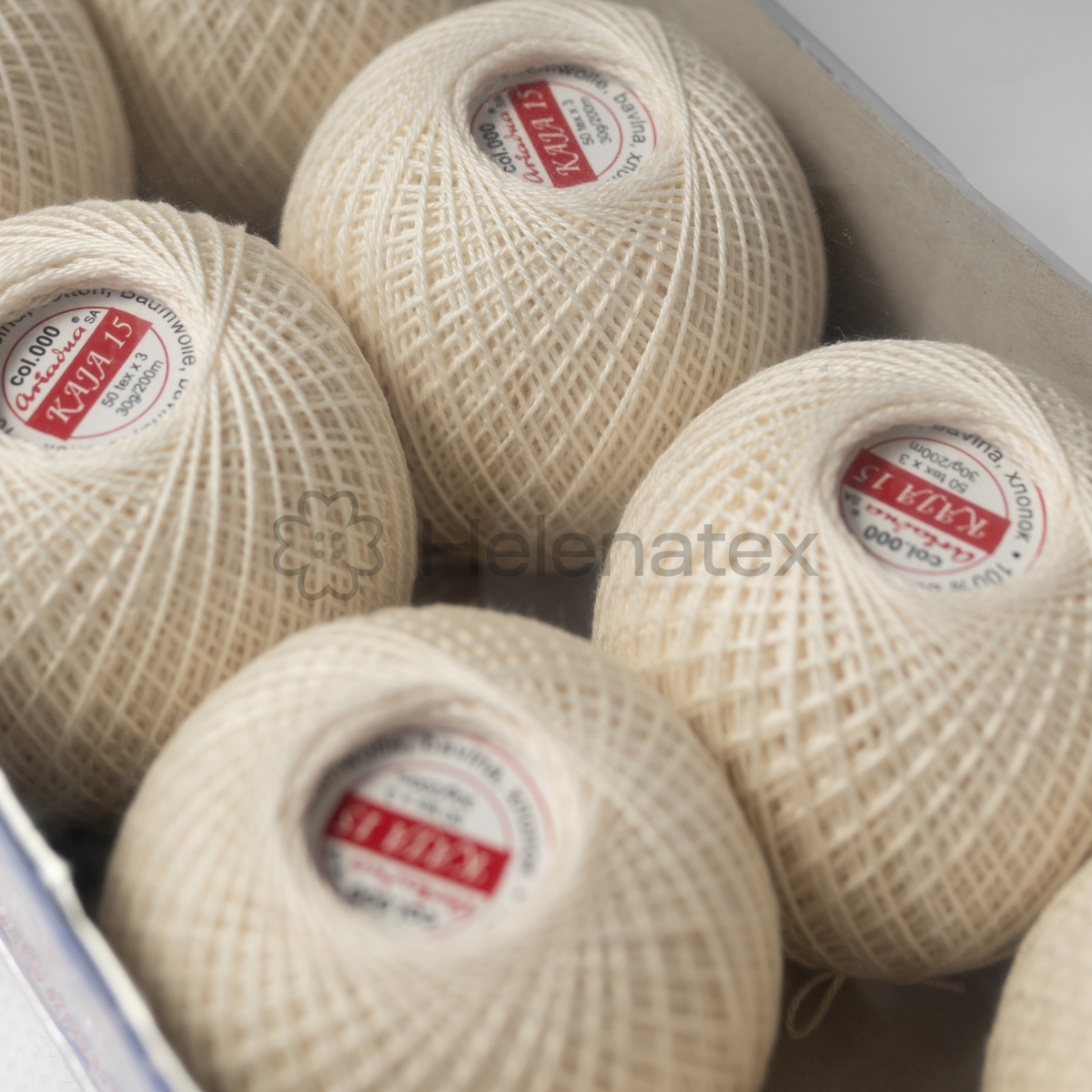 Бавовняні нитки для рукоділля Kaja 15, 30 g (col. 0000) - упаковка, 10 шт.. Фото 2